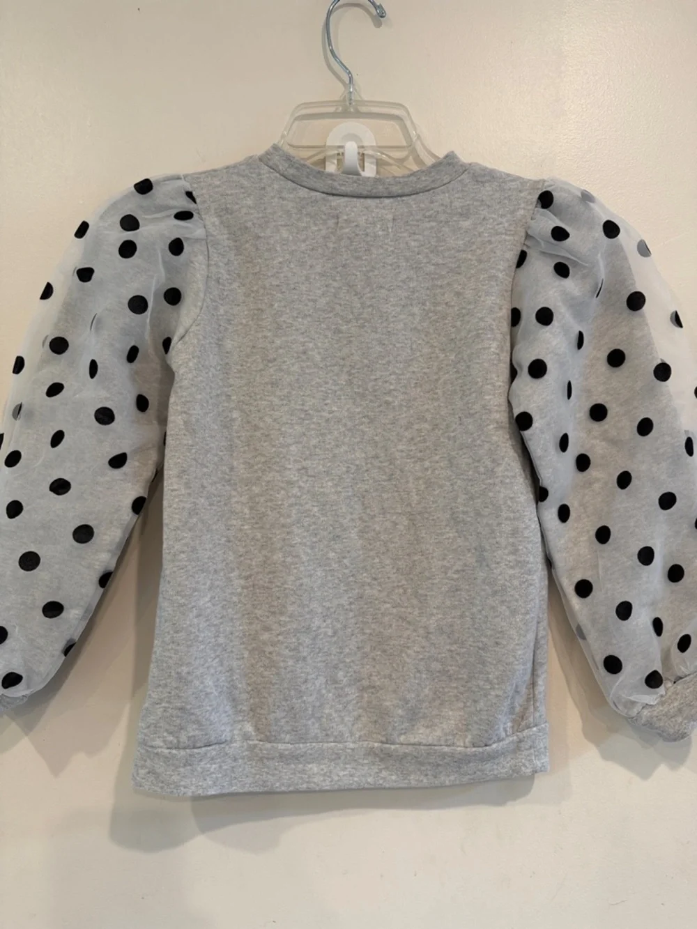 Tucker‎ + Tate Gray Sweatshirt with Black Polka Dot Puff Tulle Sleeves Size 7